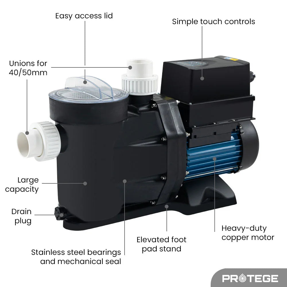 Variable Speed Pump, 1.0HP, 3 Speeds, Quiet, Economical, for Swimming Pool and Spa