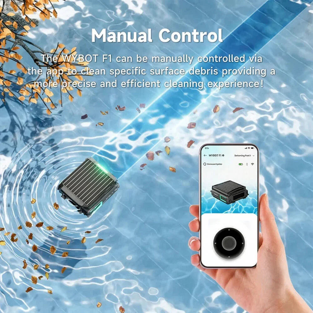 F1 Solar Robotic Pool Skimmer, Large 7L Basket, APP Control and Customisable Route, Automatic Cleaner of Leaves and Fine Debris