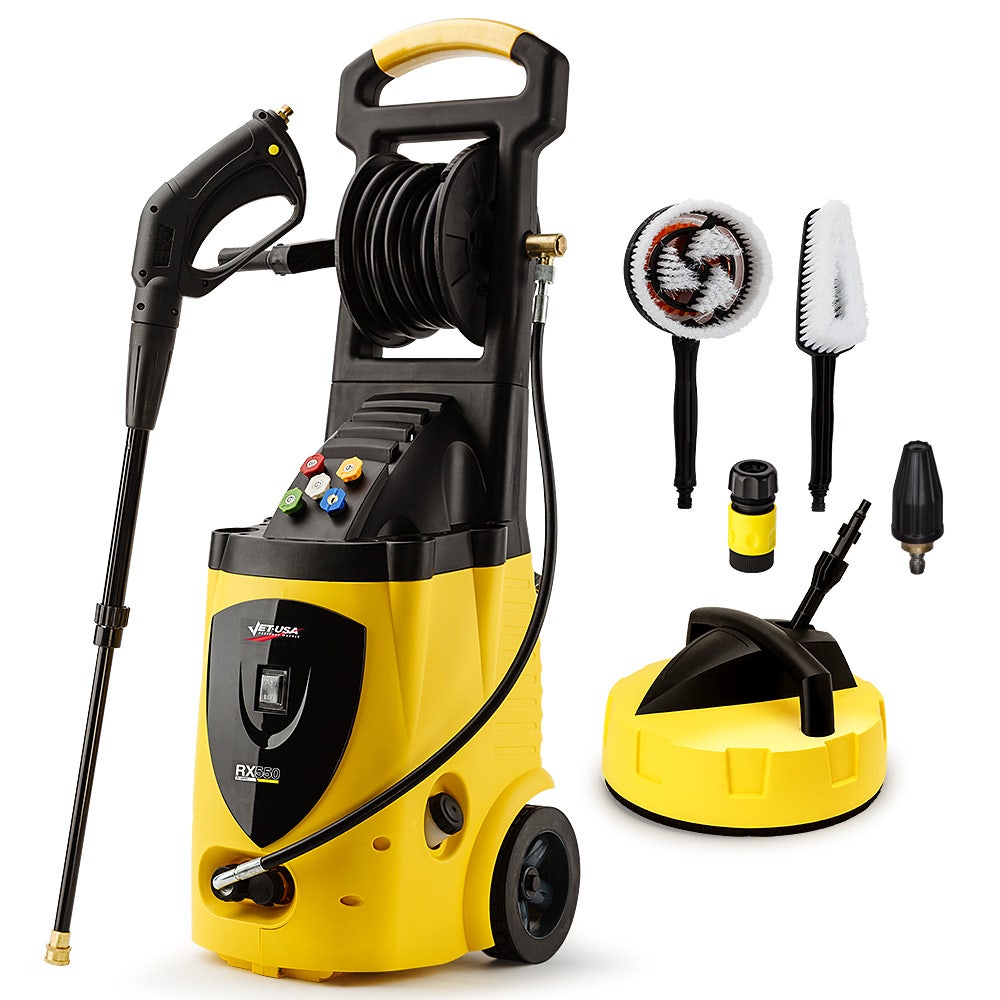 RX550 Electric High Pressure Washer 3500PSI, 5 Nozzles, Spin & Wheel Brush, Deck Cleaner, Turbo Head, 10M Hose