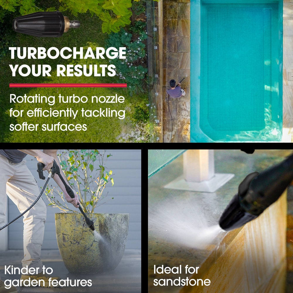 RX550 Electric High Pressure Washer 3500PSI, 5 Nozzles, Spin & Wheel Brush, Deck Cleaner, Turbo Head, 10M Hose