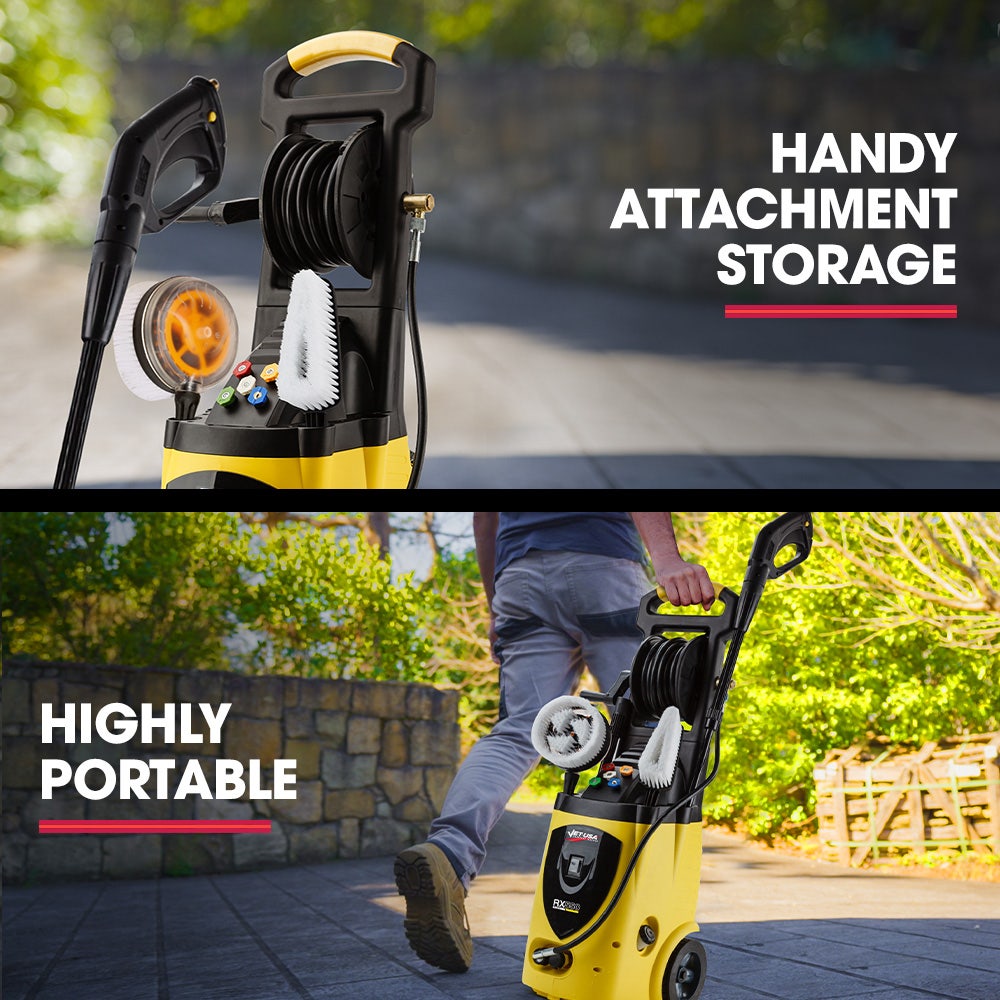 RX550 Electric High Pressure Washer 3500PSI, 5 Nozzles, Spin & Wheel Brush, Deck Cleaner, Turbo Head, 10M Hose
