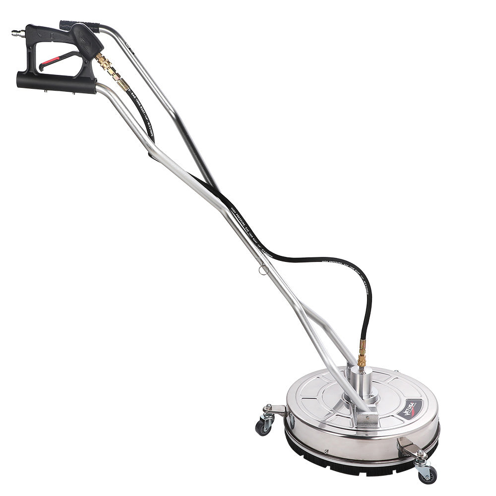 18" Stainless Steel Pressure Washer Surface Cleaner with Yoke Handlebar, 3/8" Fitting, For Concrete Driveway Patio Floor