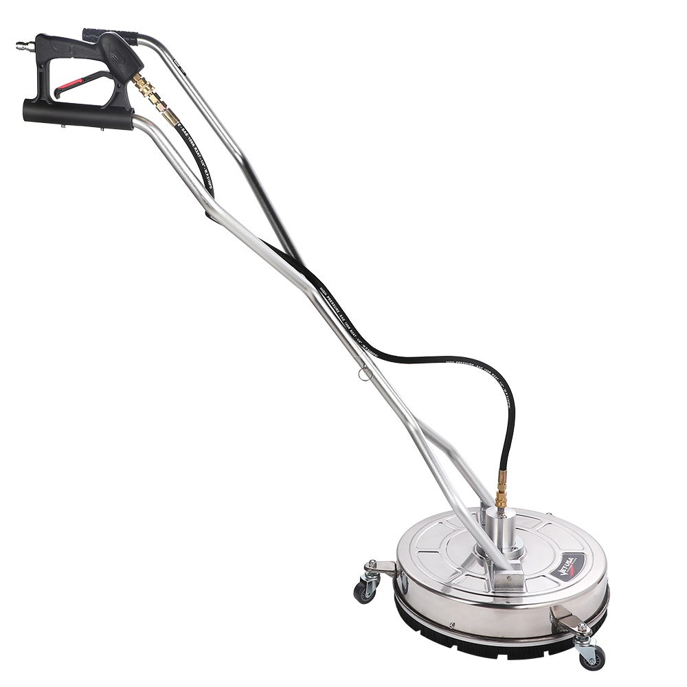 21" Stainless Steel Pressure Washer Surface Cleaner with Yoke Handlebar, 3/8" Fitting, For Concrete Driveway Patio Floor