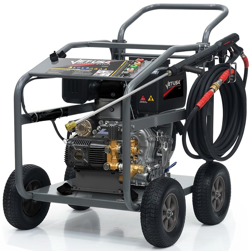 Commercial Diesel High-Pressure Washer Cleaner, Electric Start 10hp 418cc, 15m Steel Braided Hose, Adjustable Triplex Pump - DX800