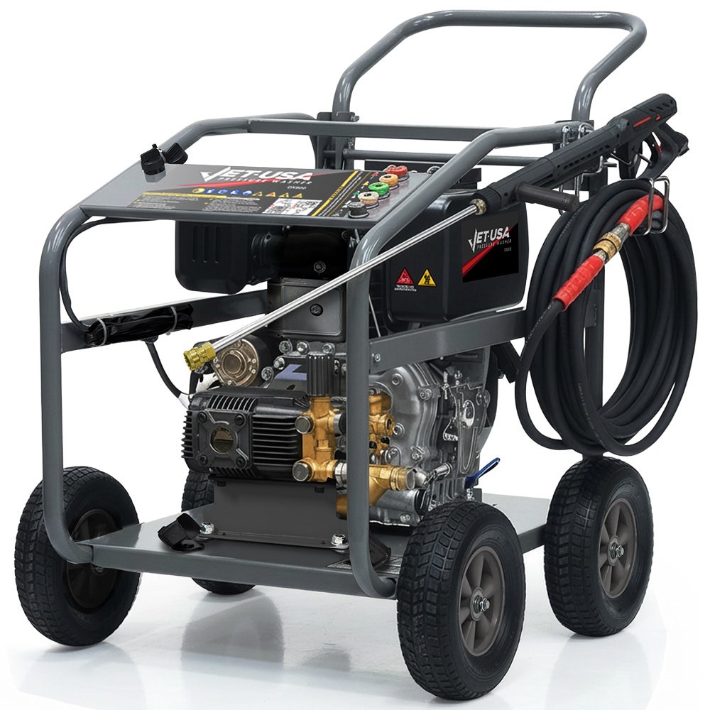 Commercial Diesel High-Pressure Washer Cleaner, Electric Start 10hp 418cc, 15m Steel Braided Hose, Adjustable Triplex Pump - DX800