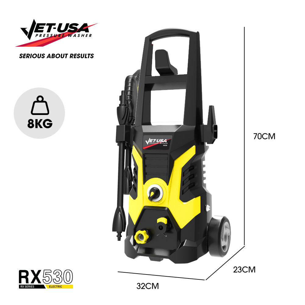 RX530 Electric High Pressure Washer, 2400PSI 3 Nozzles, Brush Head Cleaner, Detergent Bottle