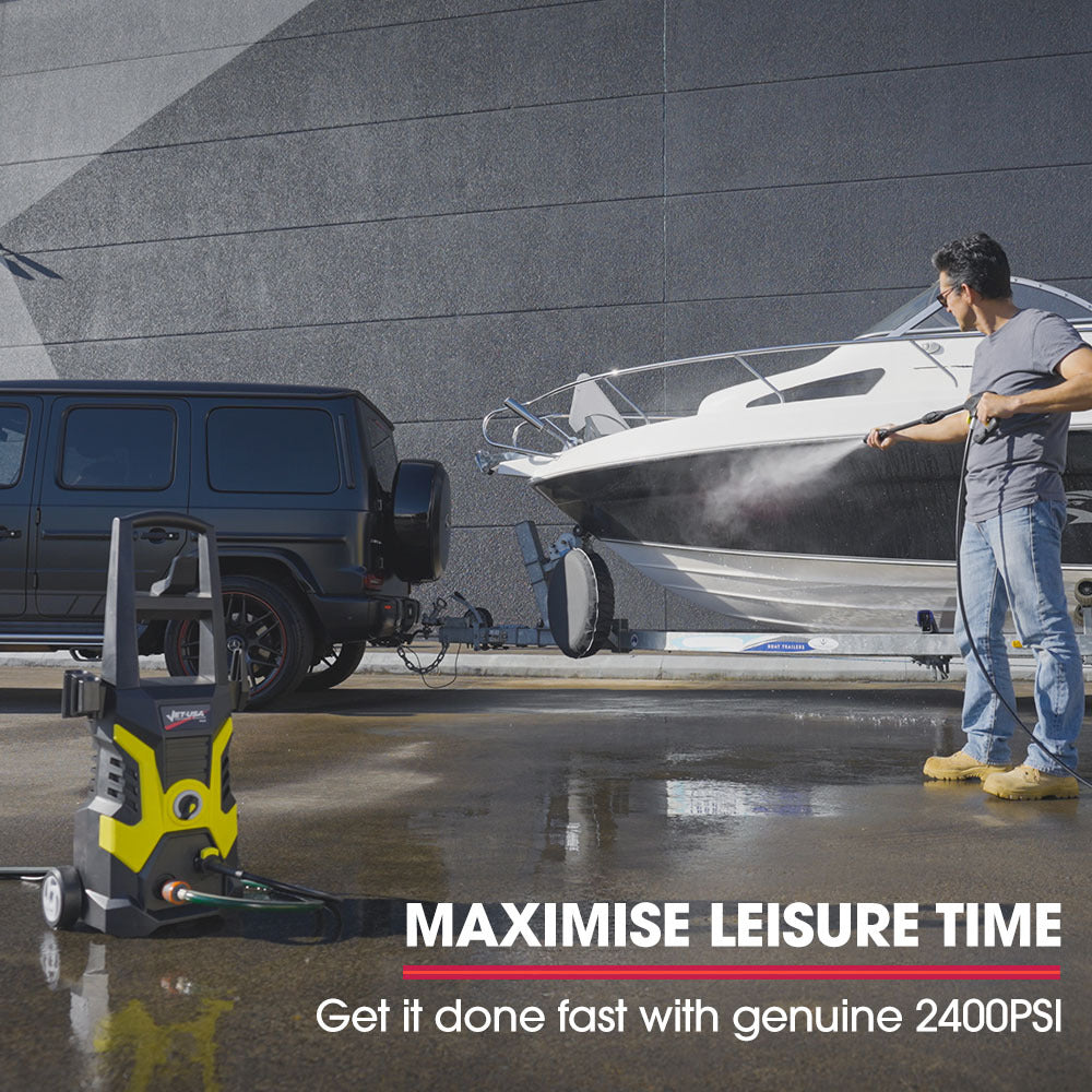 RX530 Electric High Pressure Washer, 2400PSI 3 Nozzles, Brush Head Cleaner, Detergent Bottle