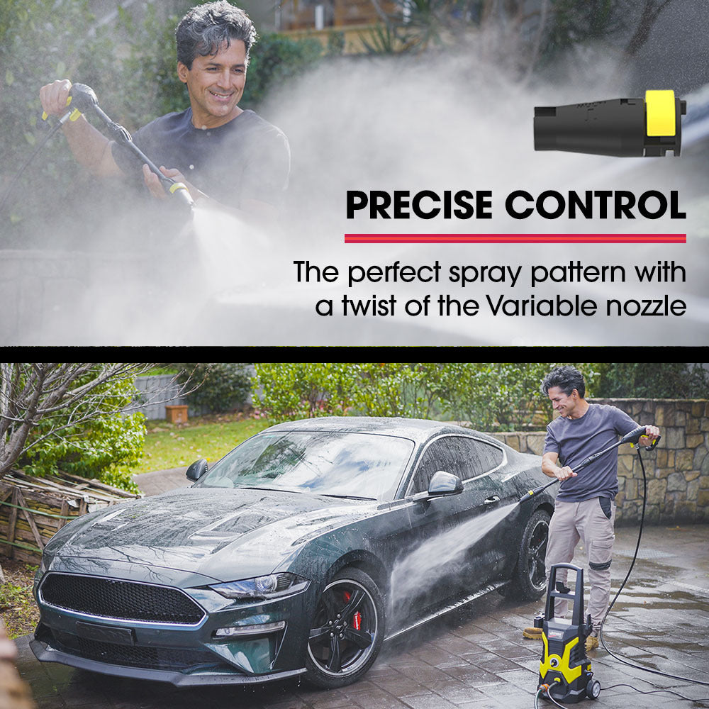 RX530 Electric High Pressure Washer, 2400PSI 3 Nozzles, Brush Head Cleaner, Detergent Bottle