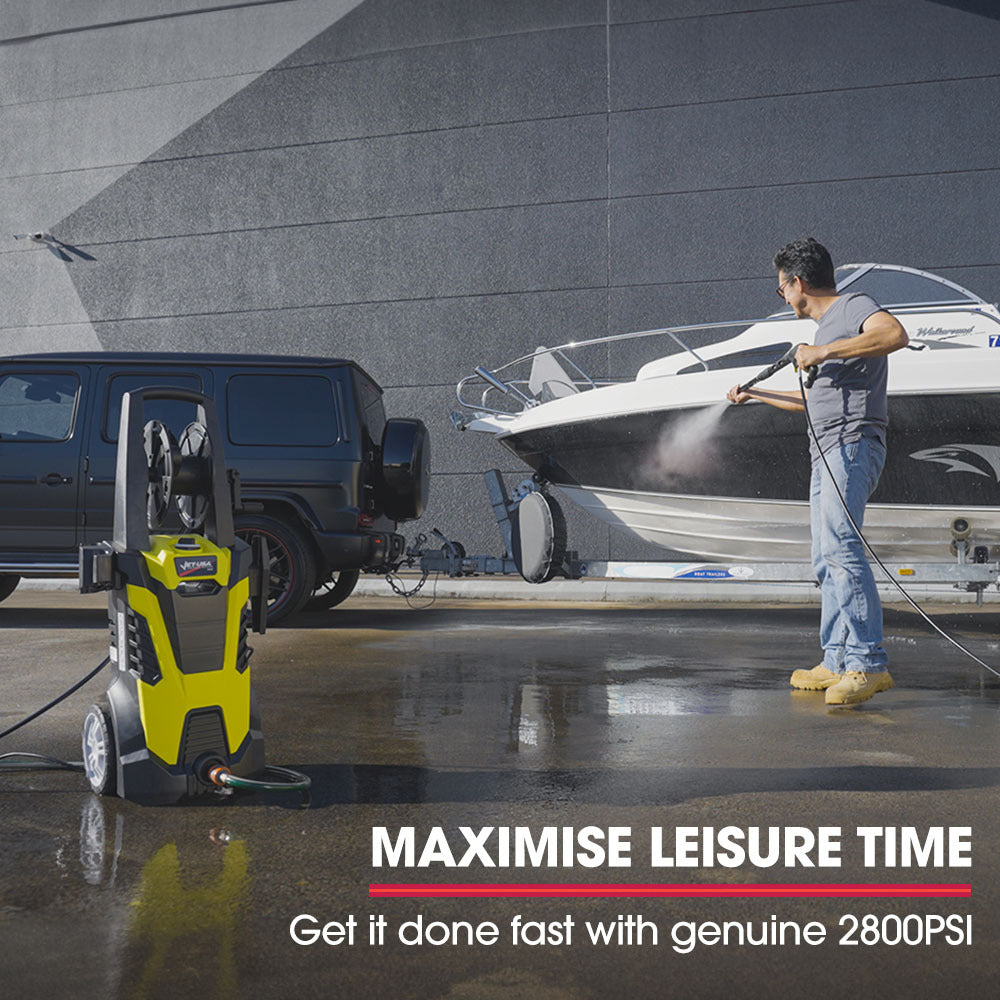 RX540 Electric High Pressure Washer, 2800PSI 2 Nozzles, Brush Head, Deck Cleaner, Detergent Bottle, 10M Hose