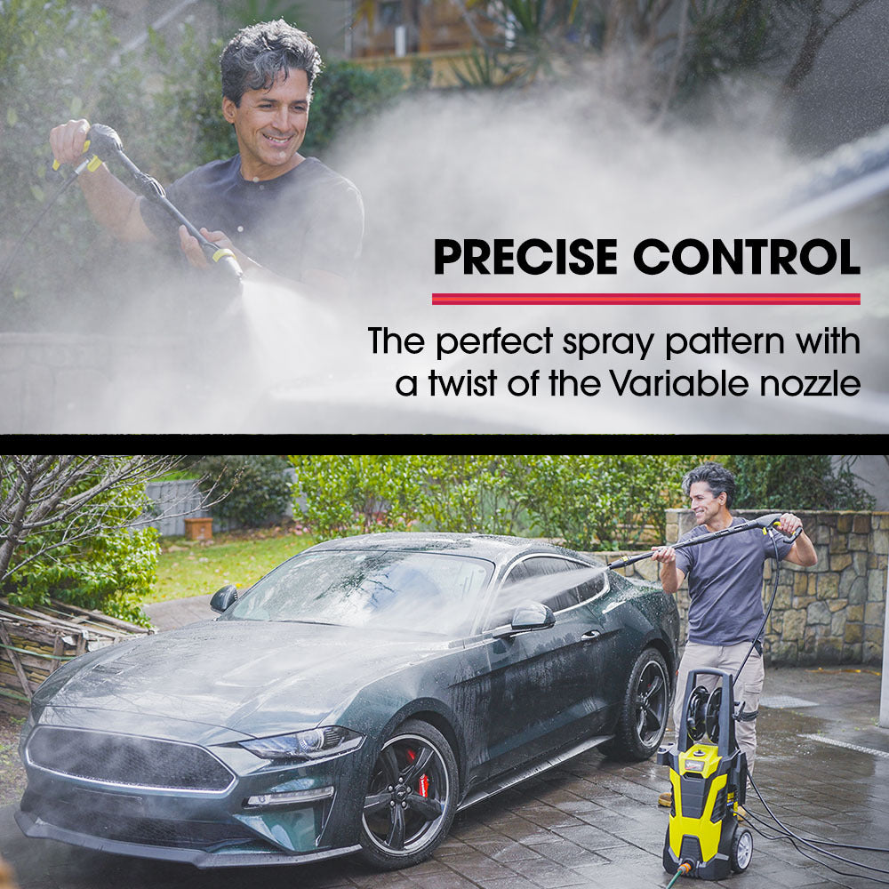 RX540 Electric High Pressure Washer, 2800PSI 2 Nozzles, Brush Head, Deck Cleaner, Detergent Bottle, 10M Hose