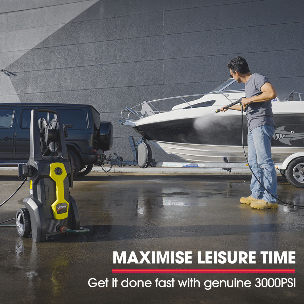 RW545 Electric High Pressure Washer, 3000PSI Water Cooled Motor, 2 Nozzles, Brush Head, Deck Cleaner, Detergent Bottle