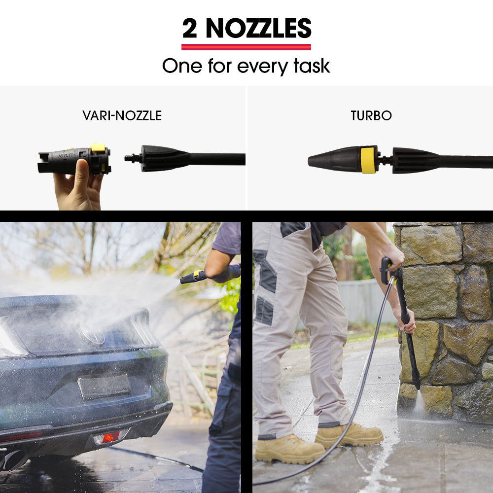 RW545 Electric High Pressure Washer, 3000PSI Water Cooled Motor, 2 Nozzles, Brush Head, Deck Cleaner, Detergent Bottle