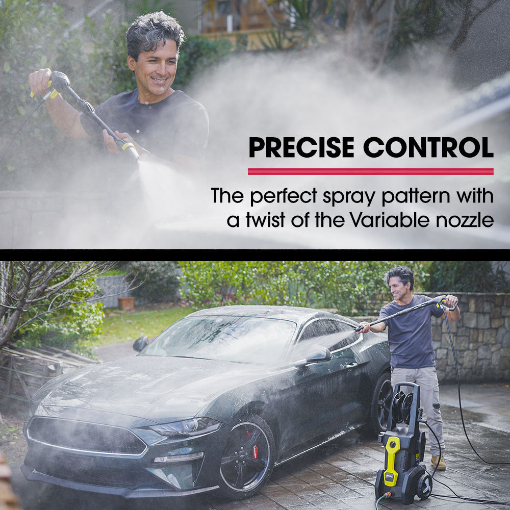 RW545 Electric High Pressure Washer, 3000PSI Water Cooled Motor, 2 Nozzles, Brush Head, Deck Cleaner, Detergent Bottle