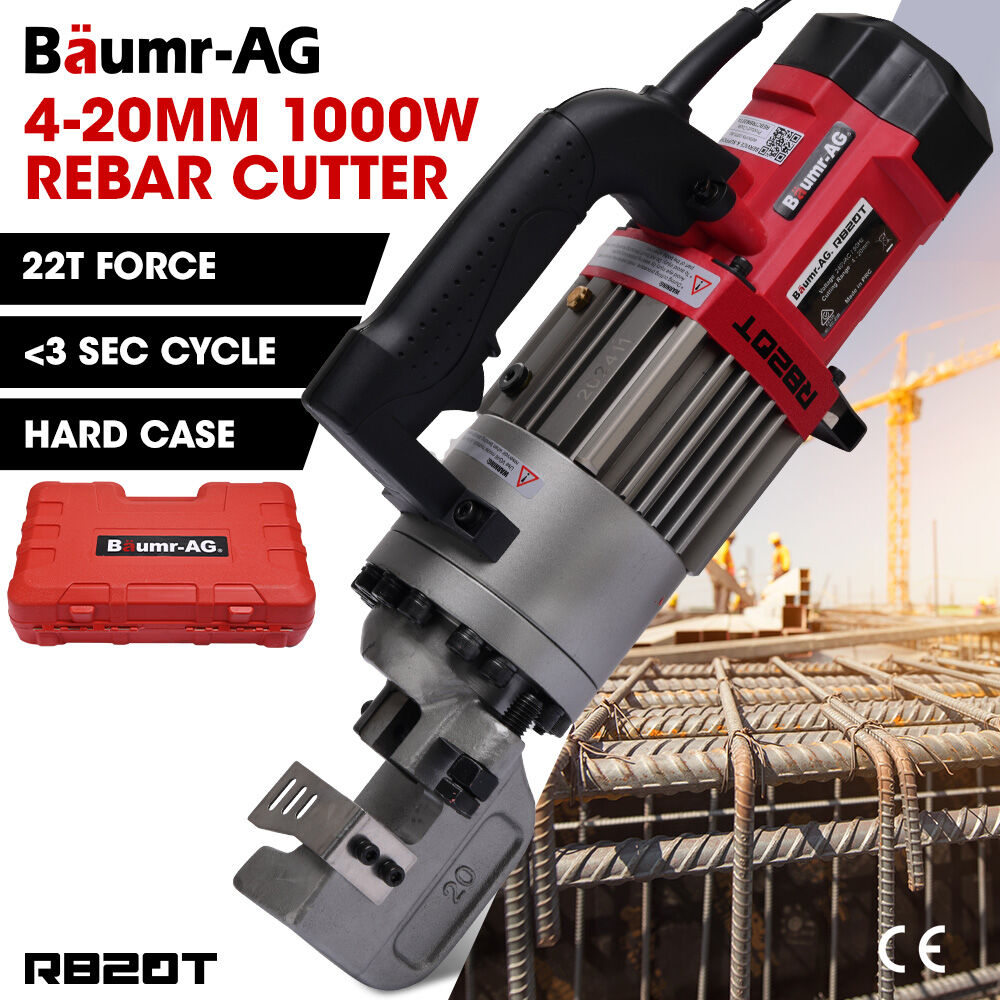 4-20mm 1000W Heavy-Duty Electric Hydraulic Rebar Cutter, 3 Sec Cycle, Carry Case