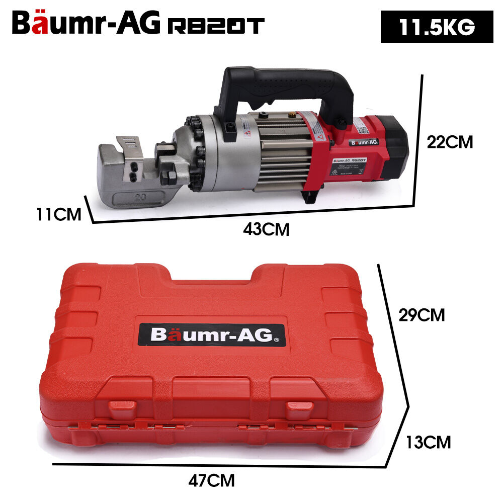 4-20mm 1000W Heavy-Duty Electric Hydraulic Rebar Cutter, 3 Sec Cycle, Carry Case
