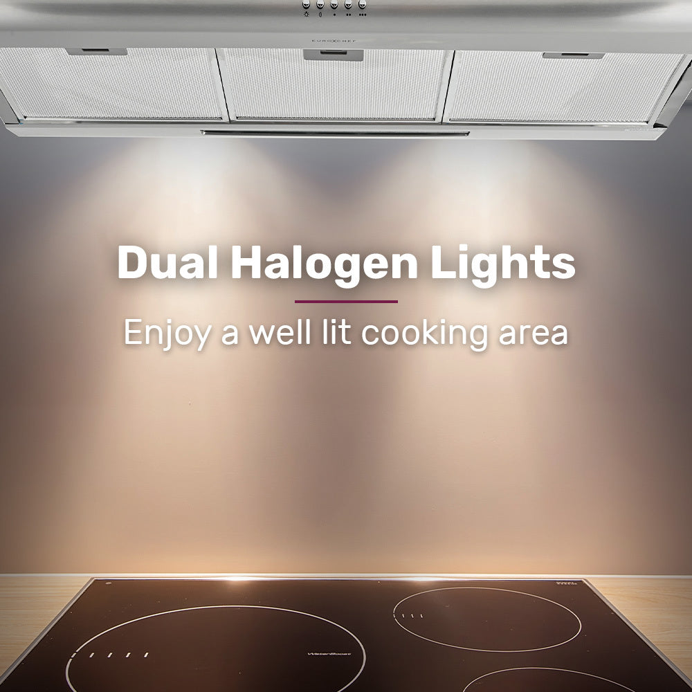 90cm Fixed Stainless Steel Rangehood, Quiet 3-Speed, 4-Layer Dishwashable Filters, Halogen Lights EFR90S