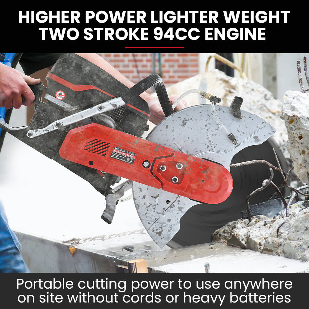 400mm Professional Concrete Demolition Saw 94cc 2-Stroke, Wet and Dry Demo Cutting, 16