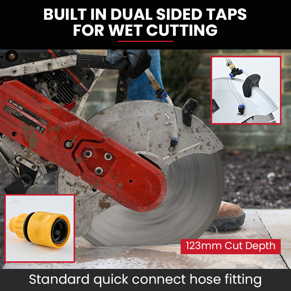 350mm Professional Concrete Demolition Saw 74cc 2-Stroke, Wet and Dry Demo Cutting, 14