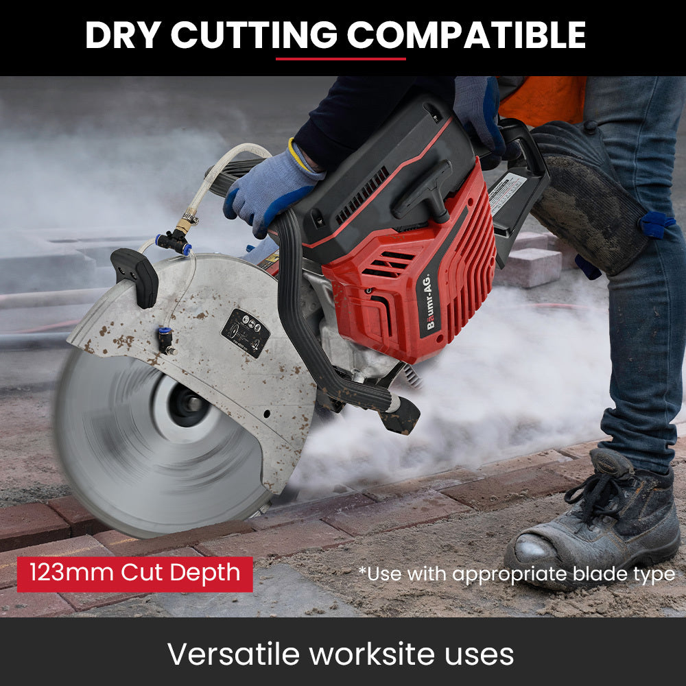 350mm Professional Concrete Demolition Saw 74cc 2-Stroke, Wet and Dry Demo Cutting, 14
