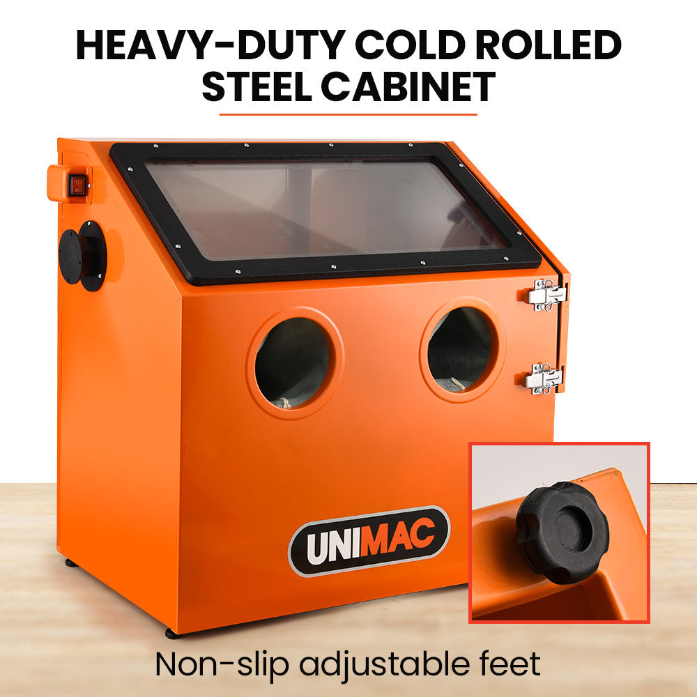 110L Benchtop Sandblasting Cabinet, with Sandblast Gun Set with Hose, LED Light