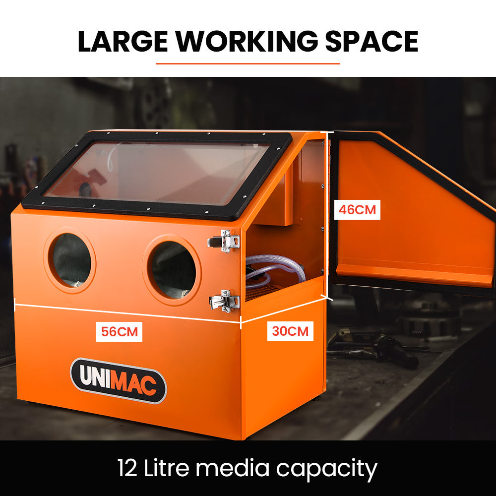 110L Benchtop Sandblasting Cabinet, with Sandblast Gun Set with Hose, LED Light