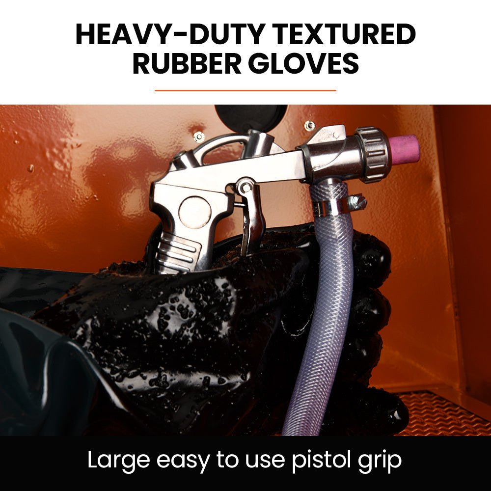 110L Benchtop Sandblasting Cabinet, with Sandblast Gun Set with Hose, LED Light