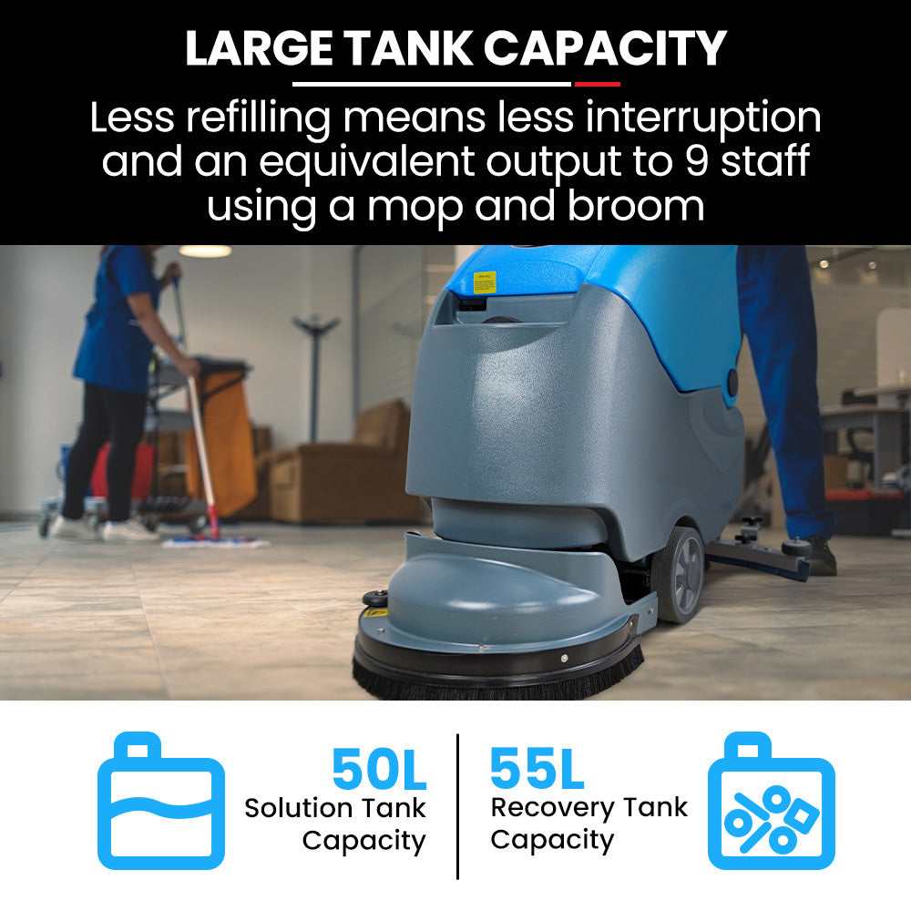 FSH18 Floor Scrubber & Dryer, 490mm, Battery Powered, Walk Behind, Multi-purpose Commercial Grade Machine