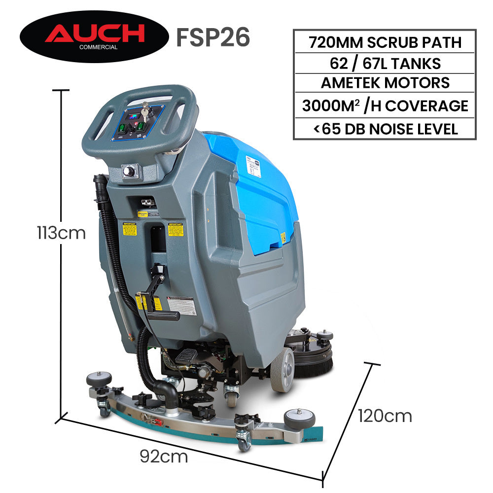 FSP26 Self-Propelled Floor Scrubber & Dryer, 720mm, Battery Powered, Walk Behind, Multi-purpose Commercial Grade Machine