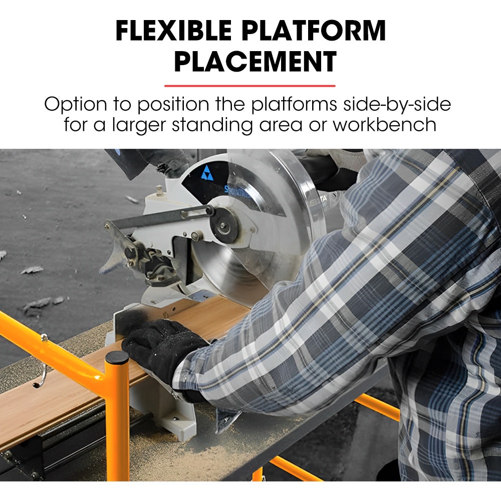 BAUMR-AG Mobile Scaffold Platform, 226kg Load, Steel Frame, Dual Height, Folding for easy Transport and Storage, Locking Castors, Tool Tray