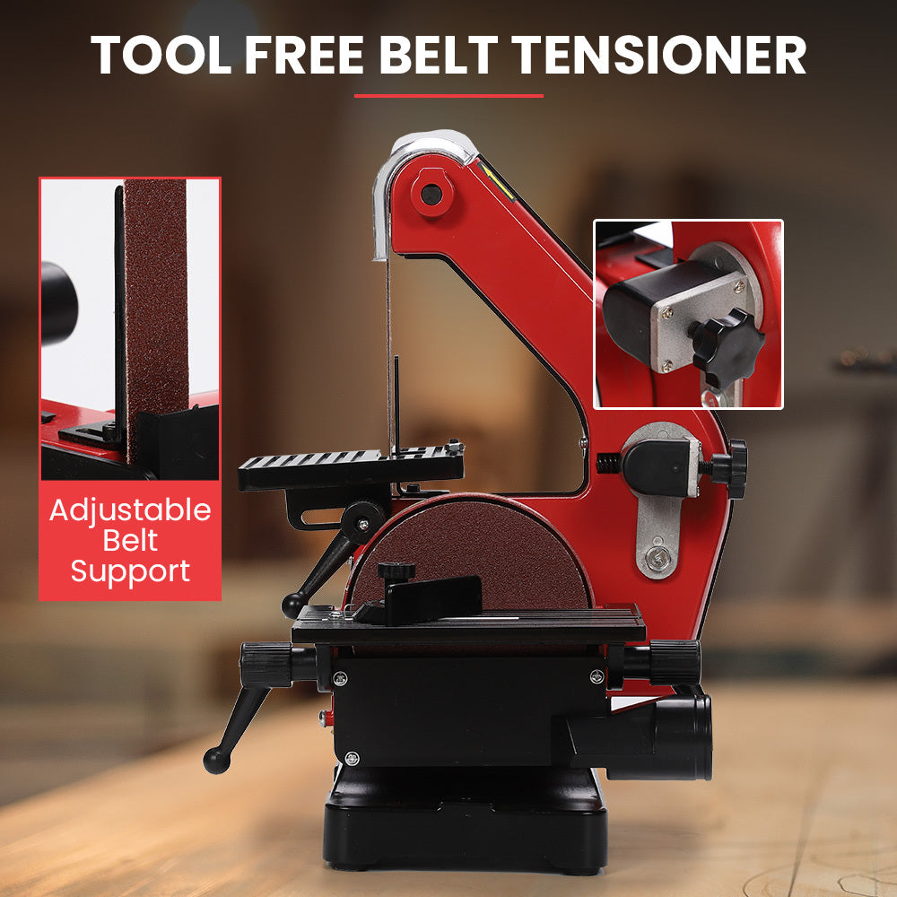 BAUMR-AG Bench Vertical Belt and Disc Sander Combo, 25mm Linisher, 125mm Sanding Disc, Brushless Motor, Dust Collection Ports