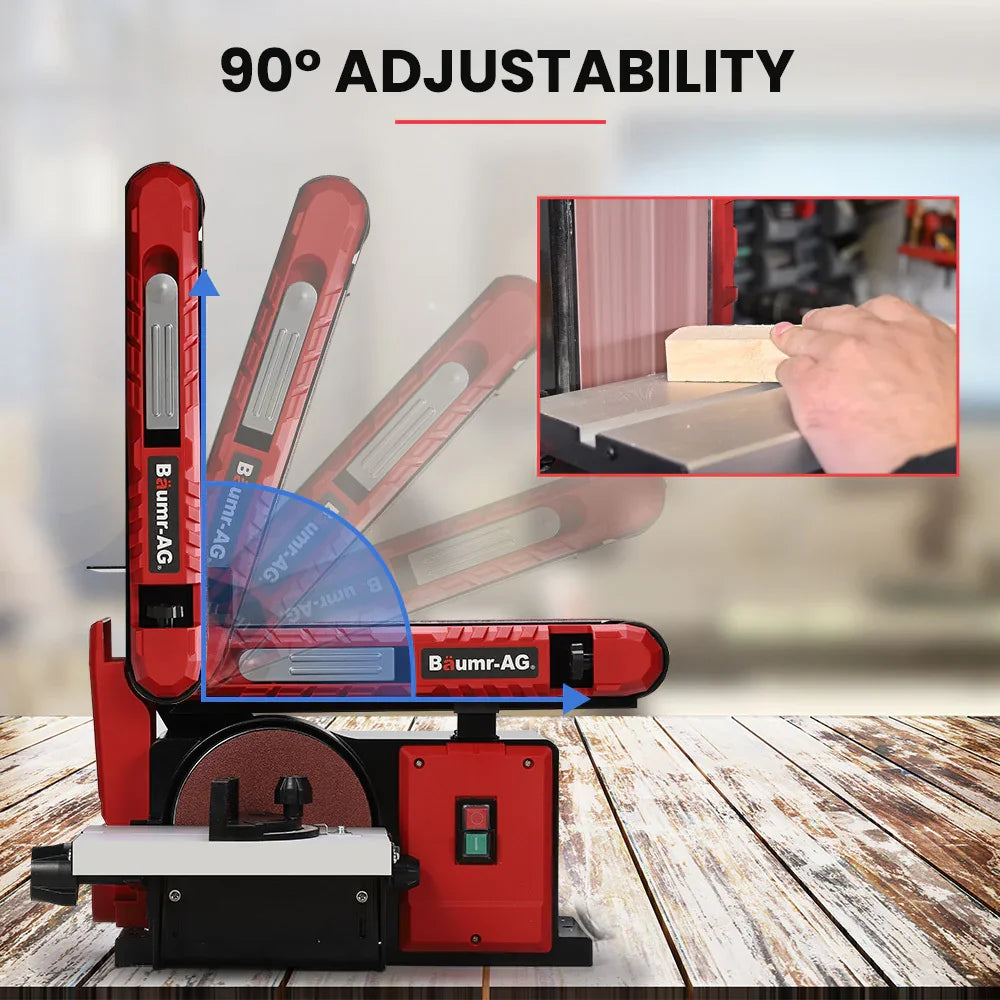 Bench Belt and Disc Sander Combo, 100mm Linisher + 150mm Disc, S1 Rated 400W Brushless Motor, Horizontal & Vertical Sanding