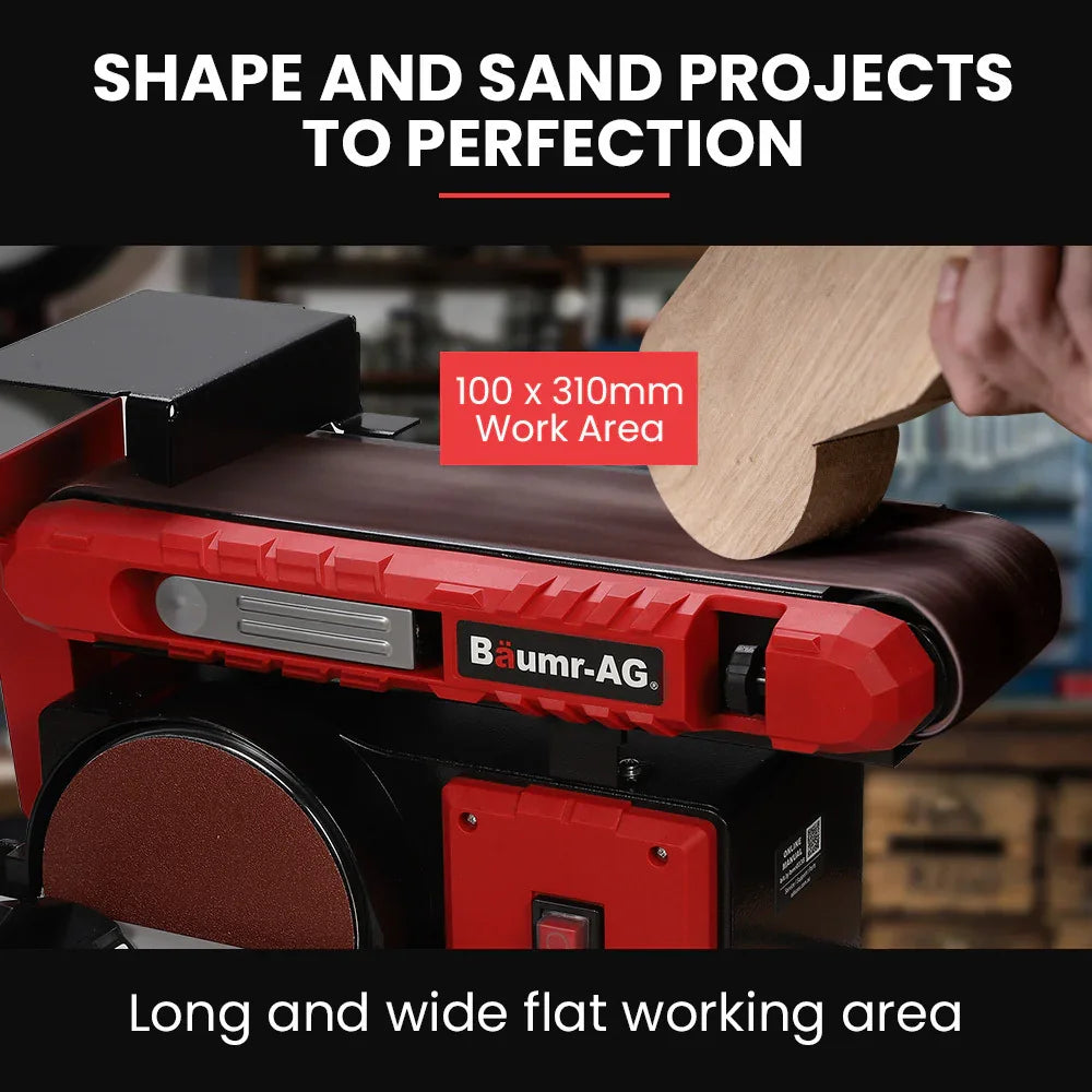 Bench Belt and Disc Sander Combo, 100mm Linisher + 150mm Disc, S1 Rated 400W Brushless Motor, Horizontal & Vertical Sanding