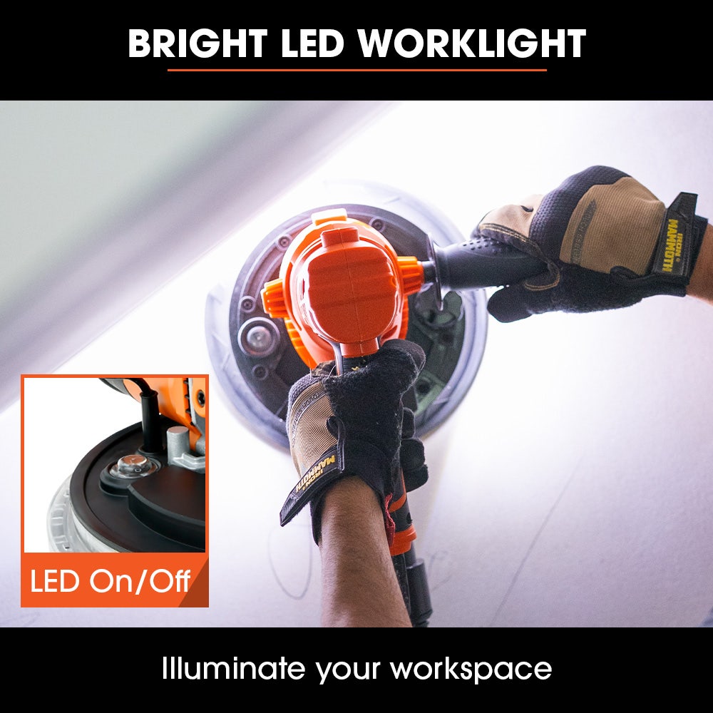 180mm 850W Handheld Drywall Sander, Electric Dry Wall Sanding Machine, with Automatic Vacuum System, LED Worklight, 6x Sanding Discs