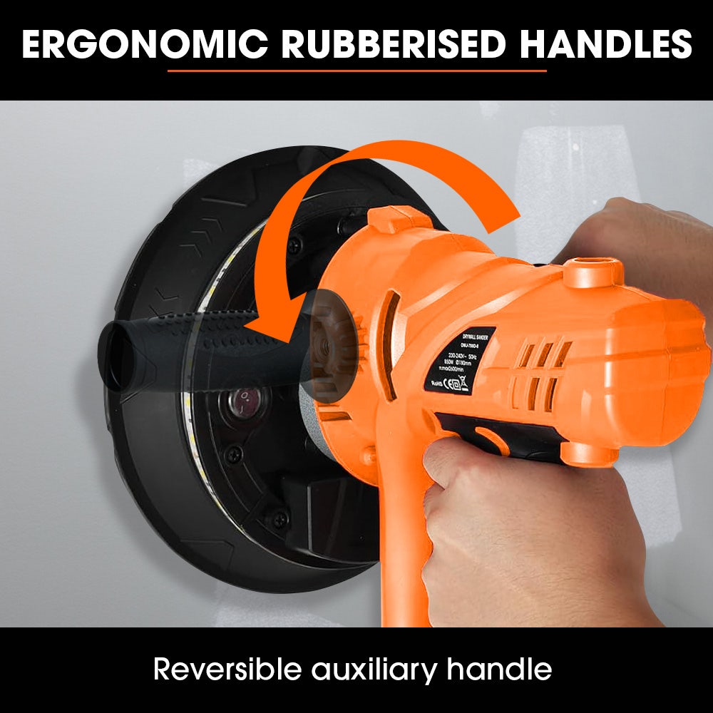 180mm 850W Handheld Drywall Sander, Electric Dry Wall Sanding Machine, with Automatic Vacuum System, LED Worklight, 6x Sanding Discs