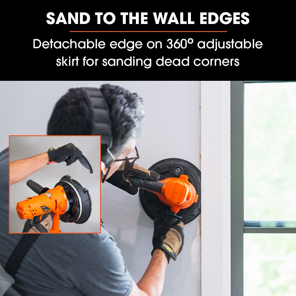 180mm 850W Handheld Drywall Sander, Electric Dry Wall Sanding Machine, with Automatic Vacuum System, LED Worklight, 6x Sanding Discs