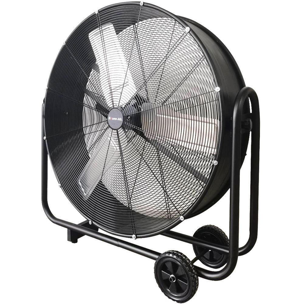 36" 914mm Industrial Mobile Floor Drum Fan, 290W Brushless Motor, Tilting, Large, Commercial, Heavy-duty Frame, EESS Certified
