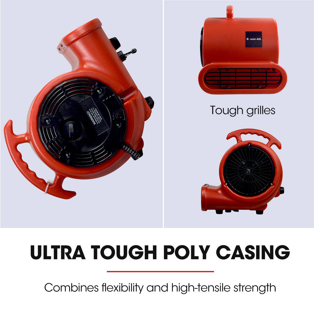 3-Speed Carpet Dryer Air Mover Blower Fan, 700CFM, Sealed Copper Motor, Poly Housing