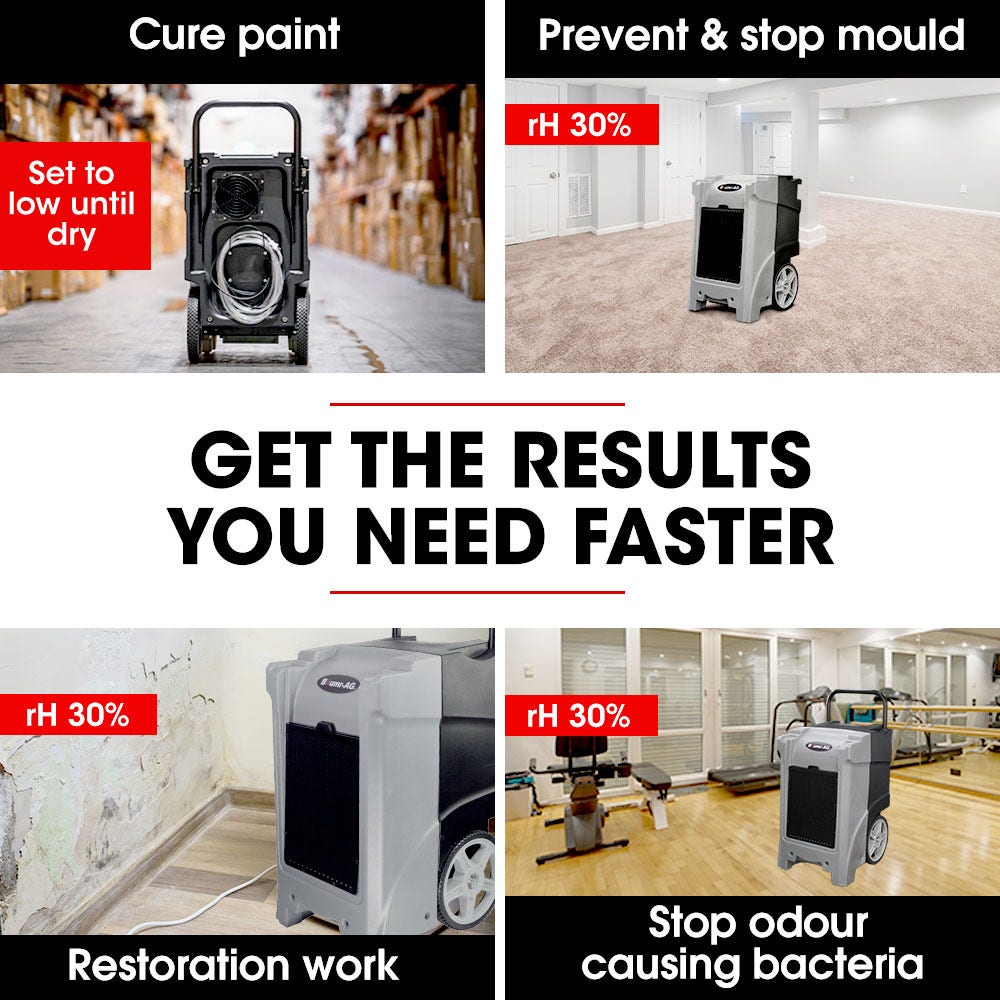 90L/day Commercial Air Dehumidifier for Mould, Portable, Stackable, LCD Display, Wheels