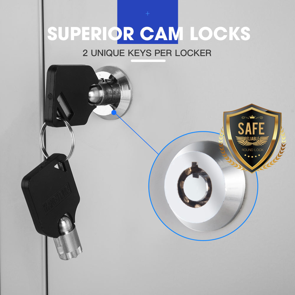 6 Door Metal Storage Cabinet Lockers for Gym Office - Black and Grey