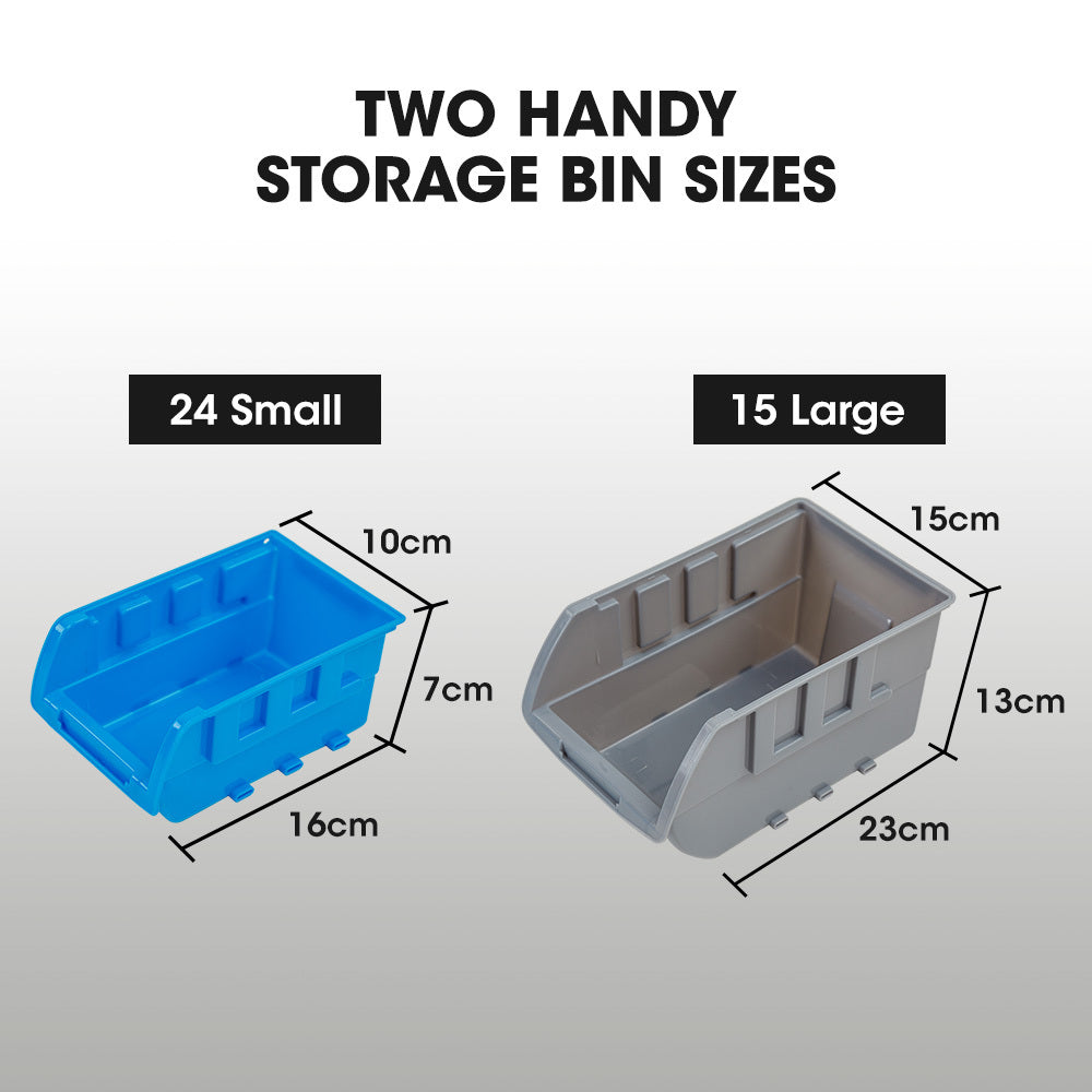 39 Parts Bin Rack Storage System Floor Mount - Blue
