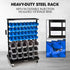94 Parts Bin Rack Storage System Mobile Double-Sided - Blue