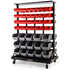 94 Parts Bin Rack Storage System Mobile Double-Sided - Red