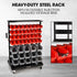 94 Parts Bin Rack Storage System Mobile Double-Sided - Red