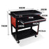 Bullet 3-Tier Steel Tool Trolley Cart, for Workshop, Mechanic, with Drawer, Pegboard, Screwdriver Bay, Black/Red