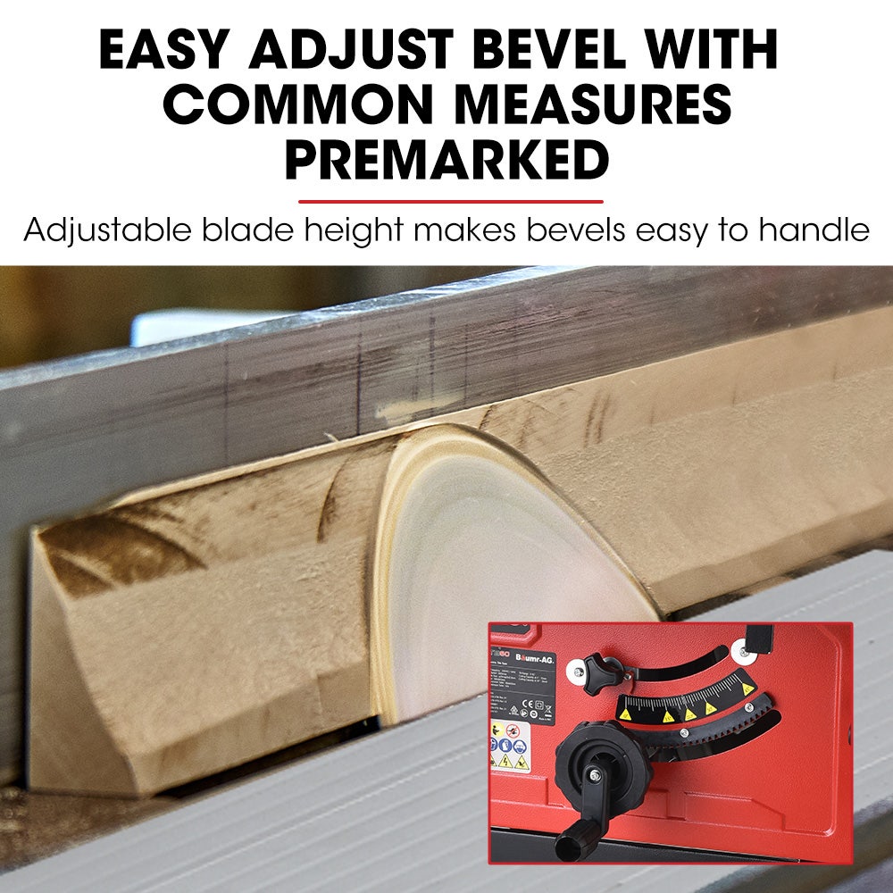 2000W 254mm Corded Table Saw with Stand, Extendable, Laser Guide