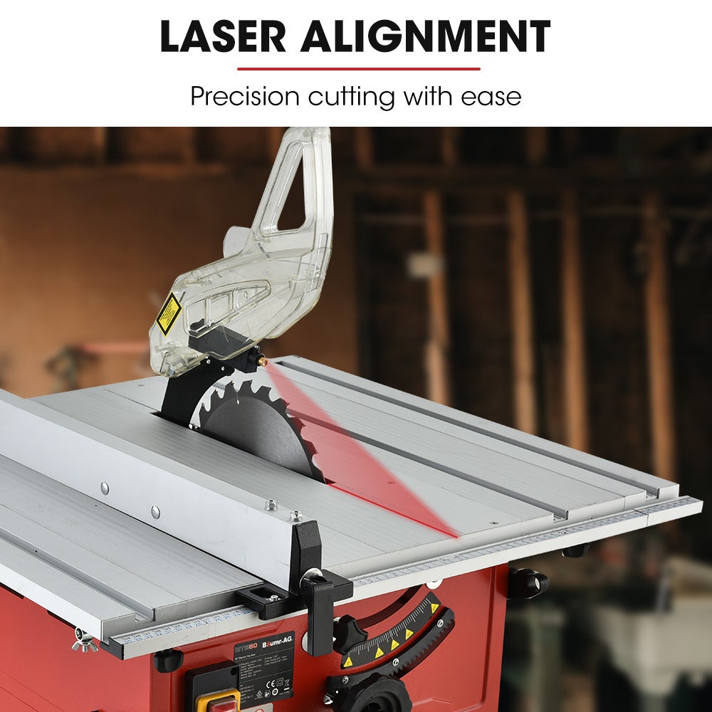 2000W 254mm Corded Table Saw with Stand, Extendable, Laser Guide