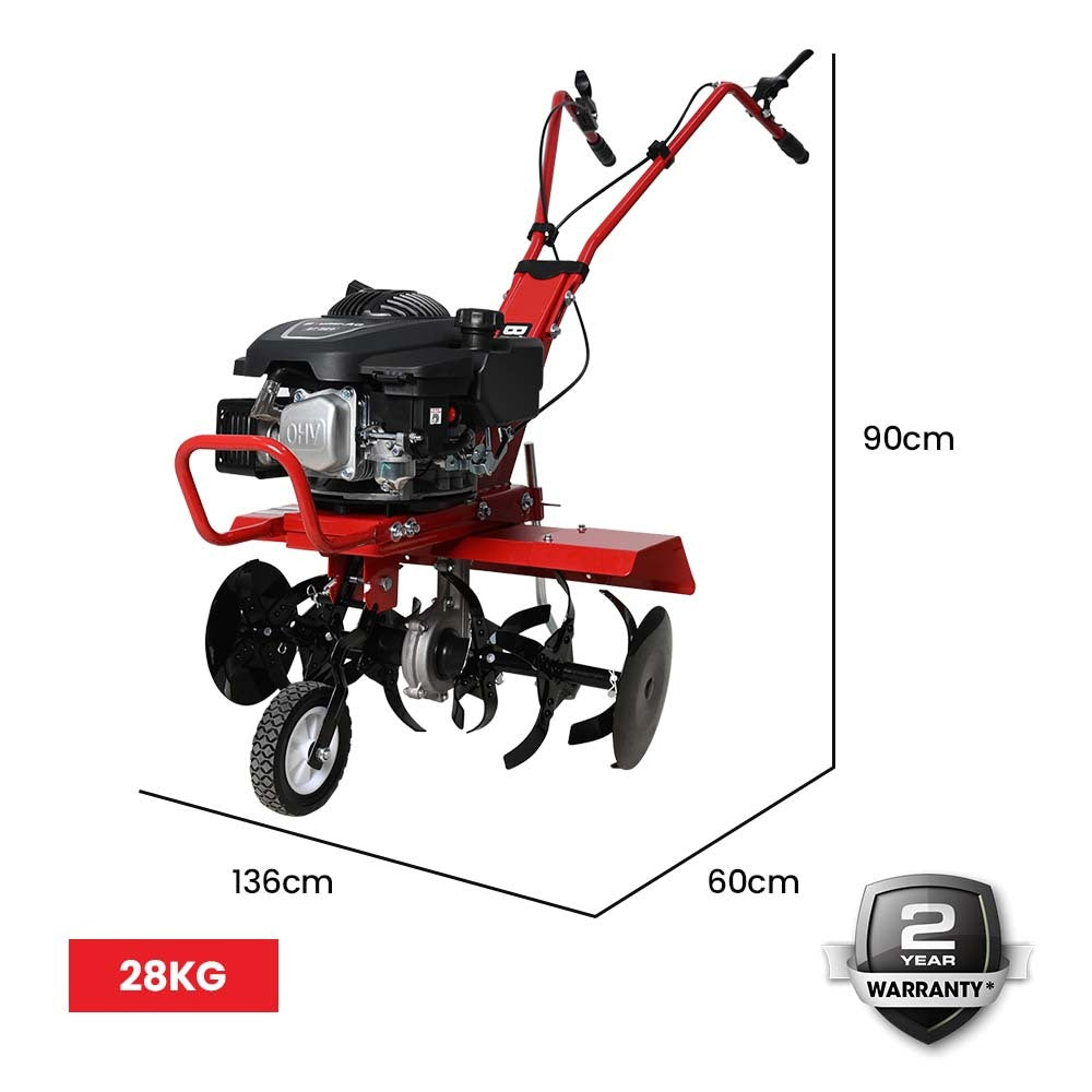 150CC Garden Tiller Cultivator Petrol Rototiller 4-Stroke Soil Power Rotary Hoe