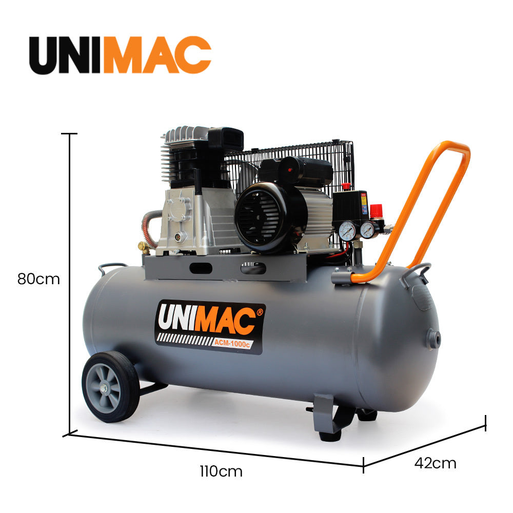 100L 2.6kW Industrial Air Compressor, 370L/min 116PSI, Brushless Motor, Long Service Life, Certified Tank, 15A Plug