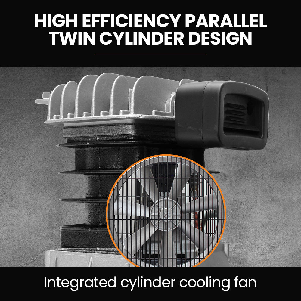 100L 2.6kW Industrial Air Compressor, 370L/min 116PSI, Brushless Motor, Long Service Life, Certified Tank, 15A Plug