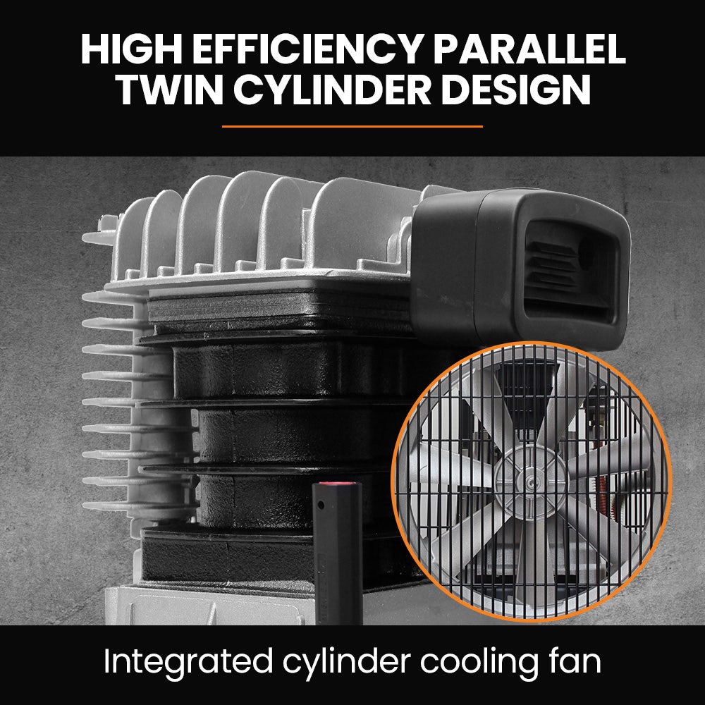 100L 2.6kW Industrial Air Compressor, 370L/min 116PSI, Brushless Motor, Long Service Life, Certified Vertical Tank, 15A Plug